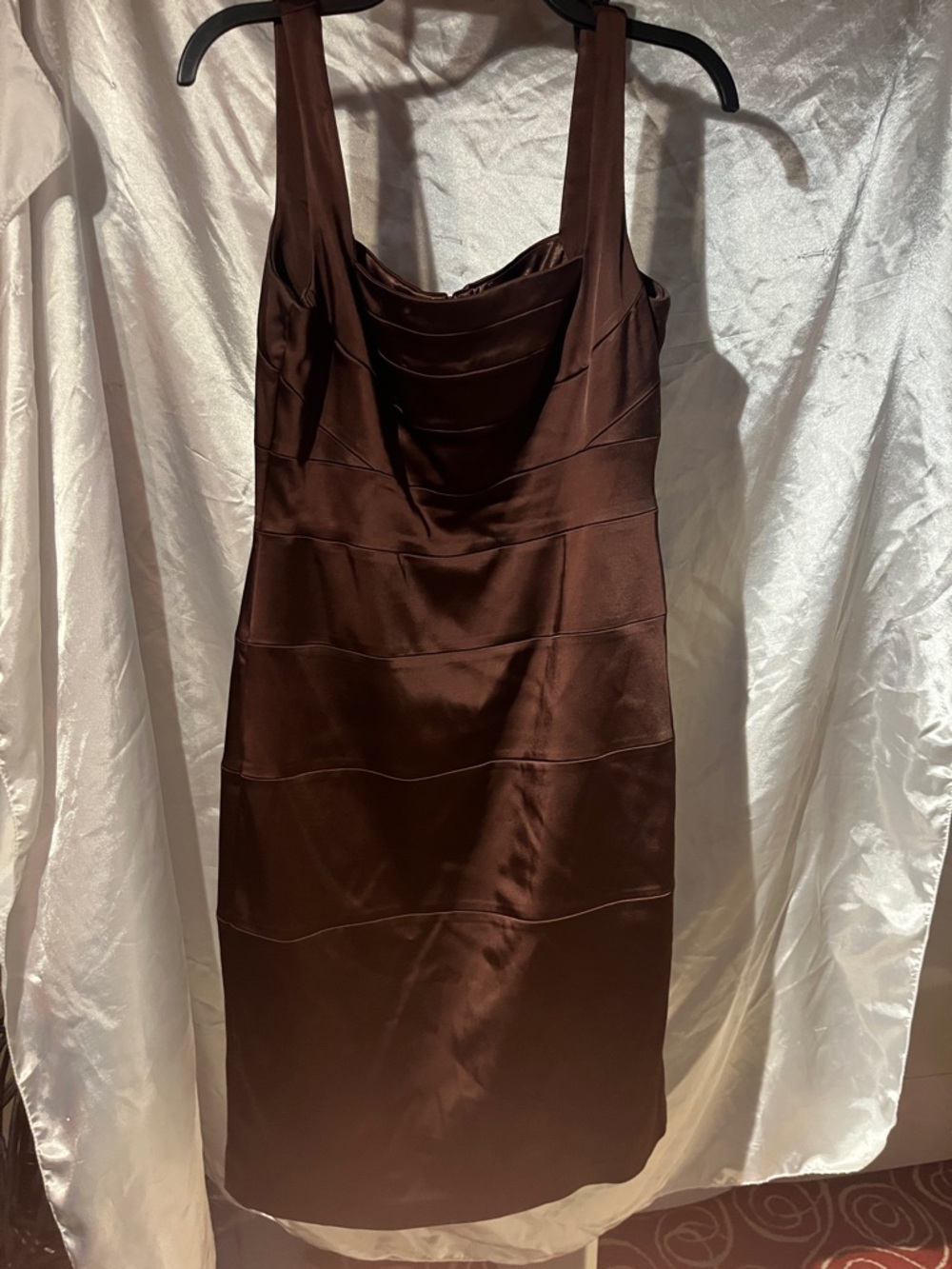 Jax Brown Satin Cowl Neck Midi Dress